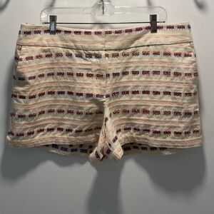 LOFT Cream Multicolor Patterned Shorts